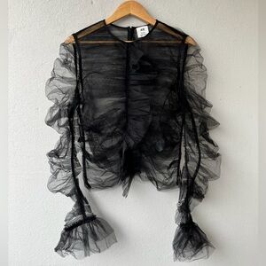 H&M Black Sheer Ruffle Blouse